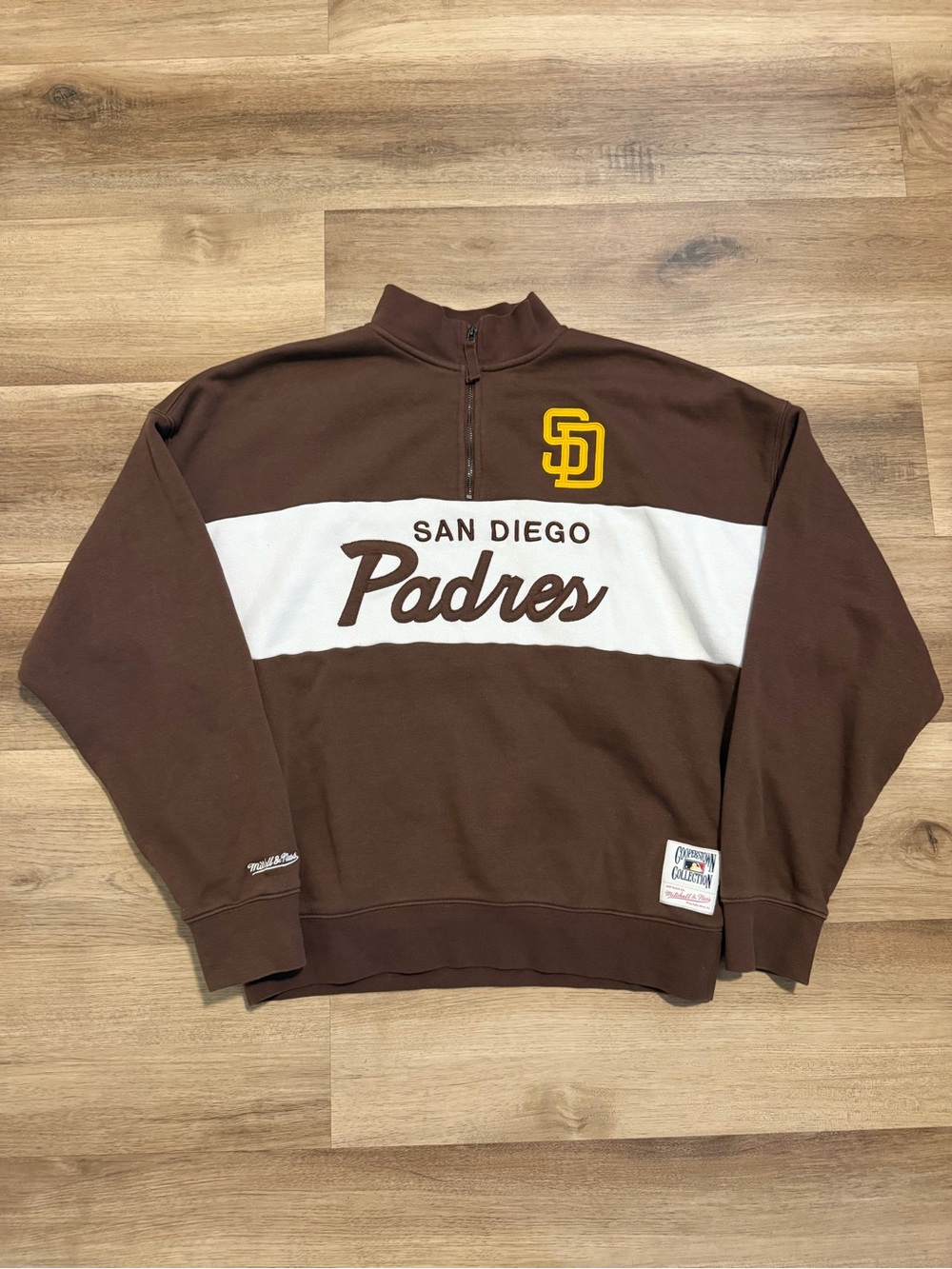 San Diego Padres Mitchell & Ness 1/4 Zip Sweatshirt Men’s Medium Brown MLB